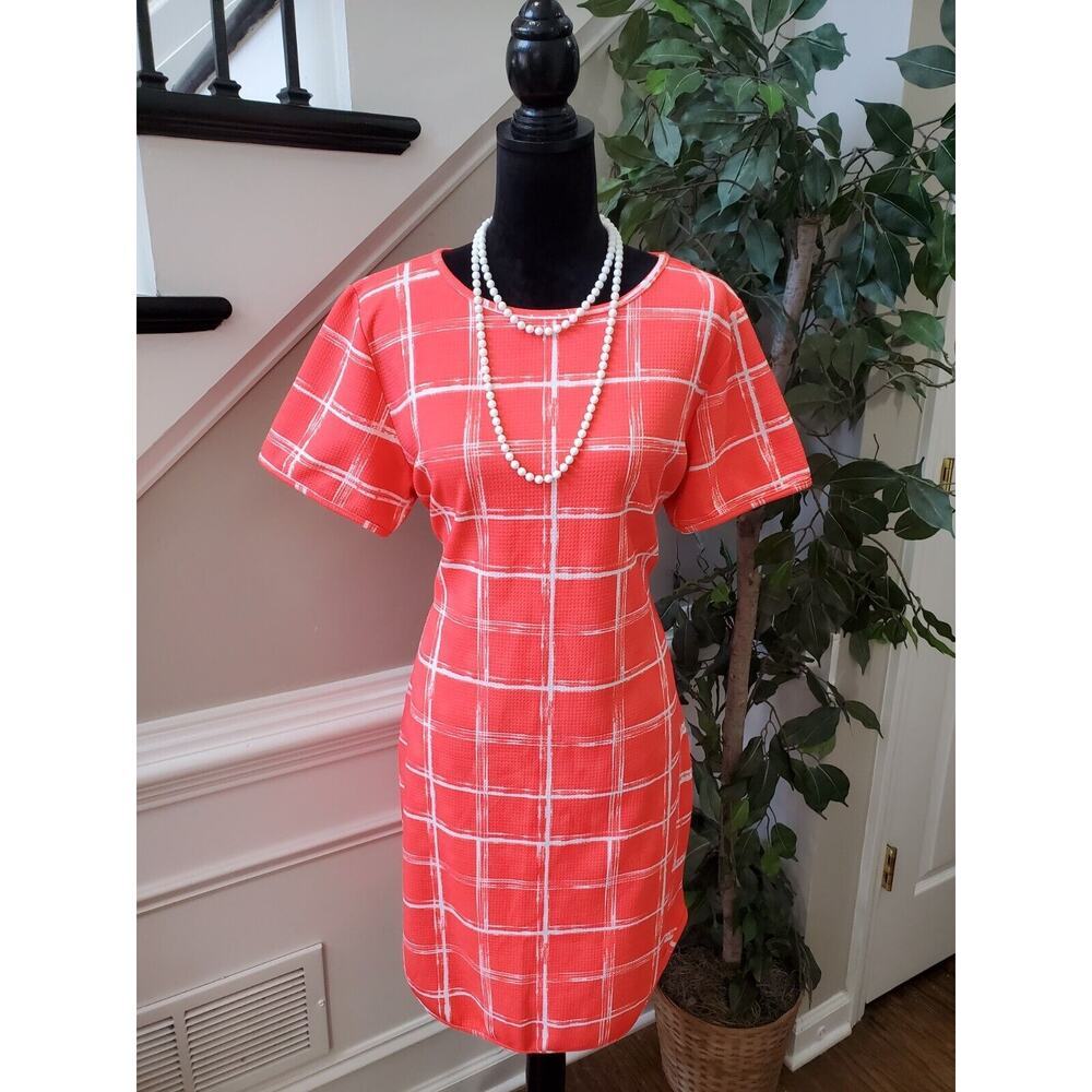 Good Time Women's Orange White Round Neck Short Sleeve Knee Length Dress Size 2X